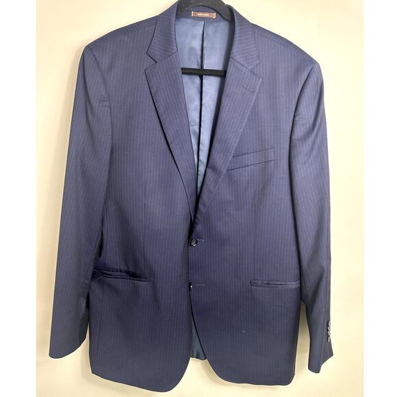 Peter‎ Millar Pin Stripe Navy Sport Coat 100% Wool Size 44T - Picture 1 of 11